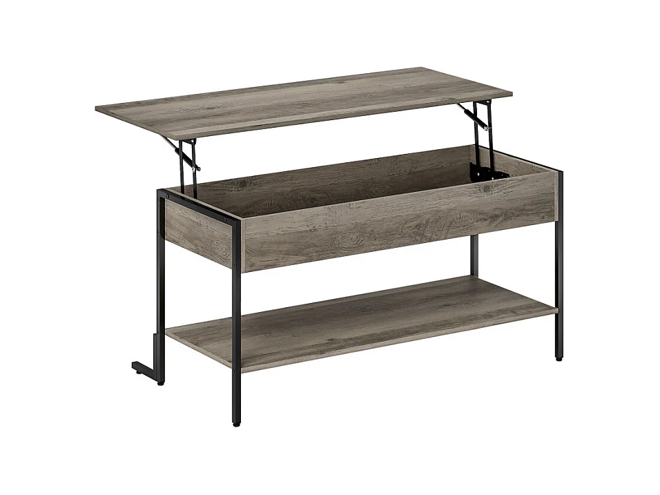 Table basse relevable ARLENE effet bois gris et noir