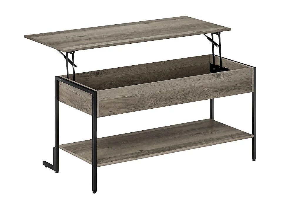 Table basse relevable ARLENE effet bois gris et noir