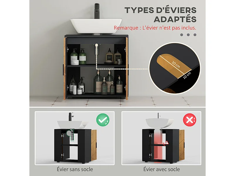 Meuble sous-vasque ADRIANO anthracite aspect bois