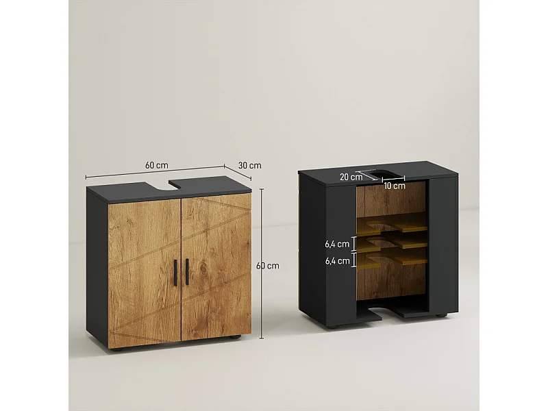 Meuble sous-vasque ADRIANO anthracite aspect bois