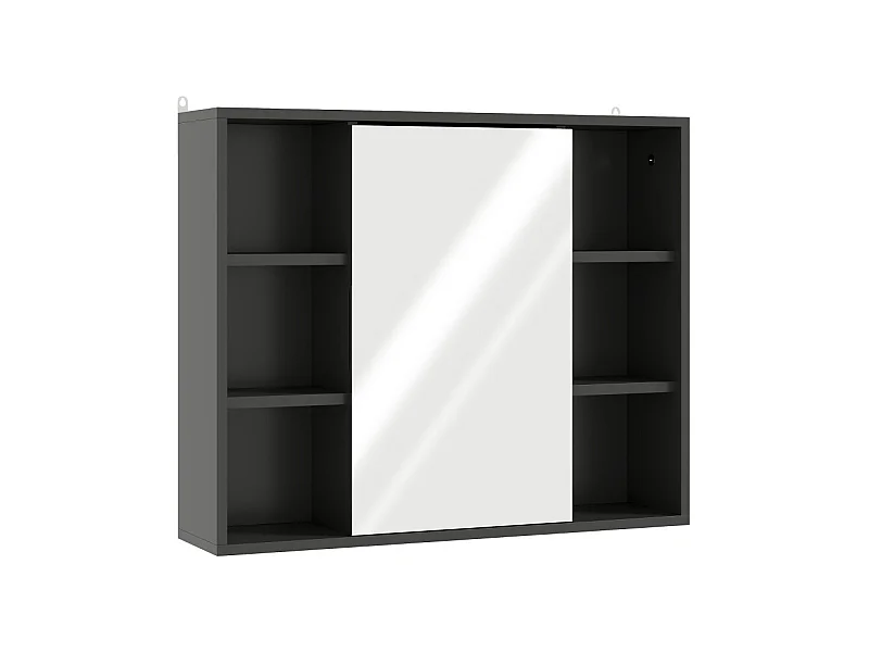 Miroir de salle de bain avec placard et étagères STAN noir