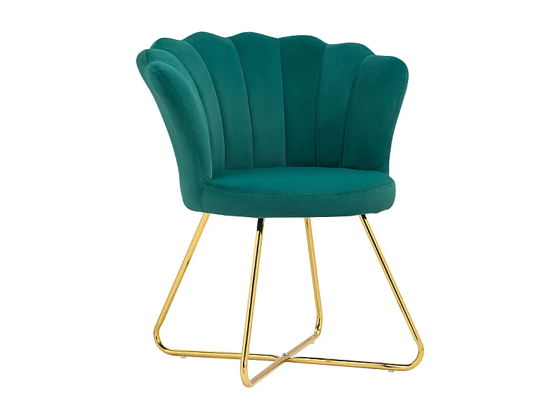 Fauteuil design coquillage BLANCA velours vert émeraude