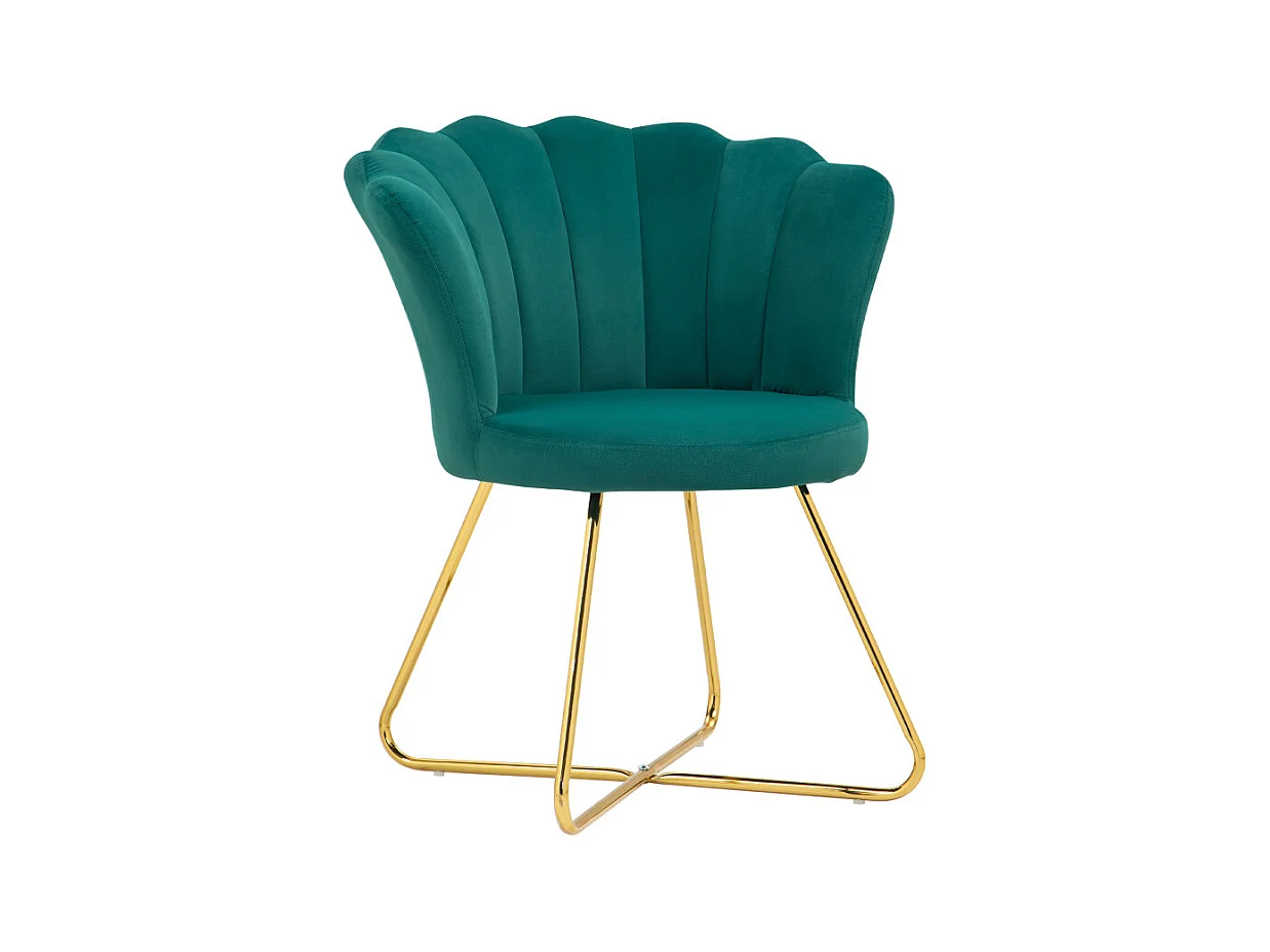 Fauteuil design coquillage BLANCA velours vert émeraude