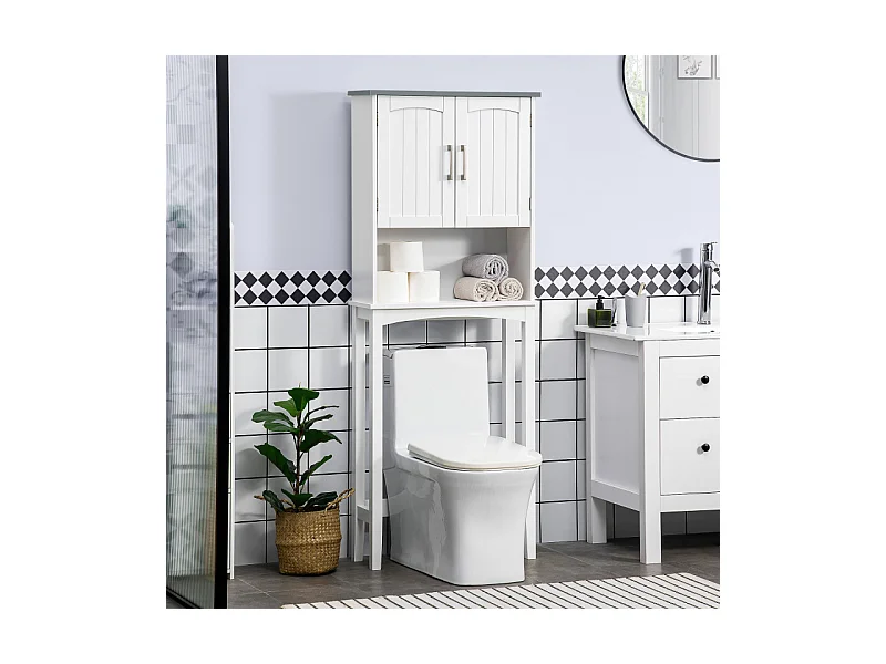 Meuble dessus WC ERALD blanc et gris