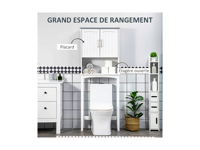 Meuble dessus WC ERALD blanc et gris