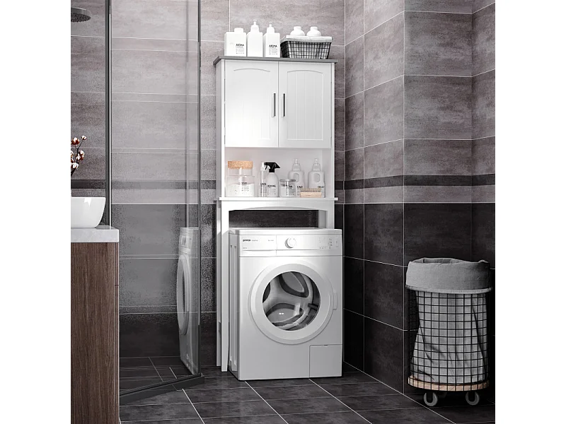 Meuble dessus WC ERALD blanc et gris