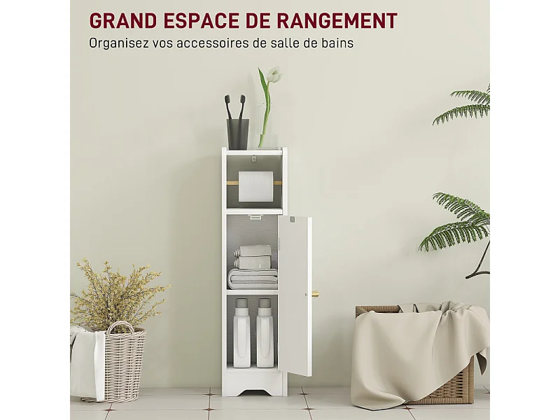 Armoire papier toilette DOMENICO effet bois blanc