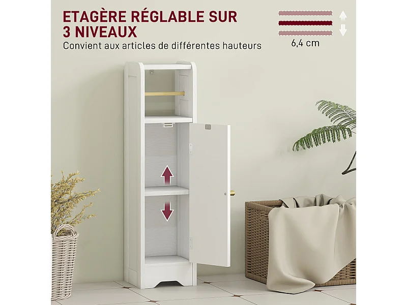 Armoire papier toilette DOMENICO effet bois blanc