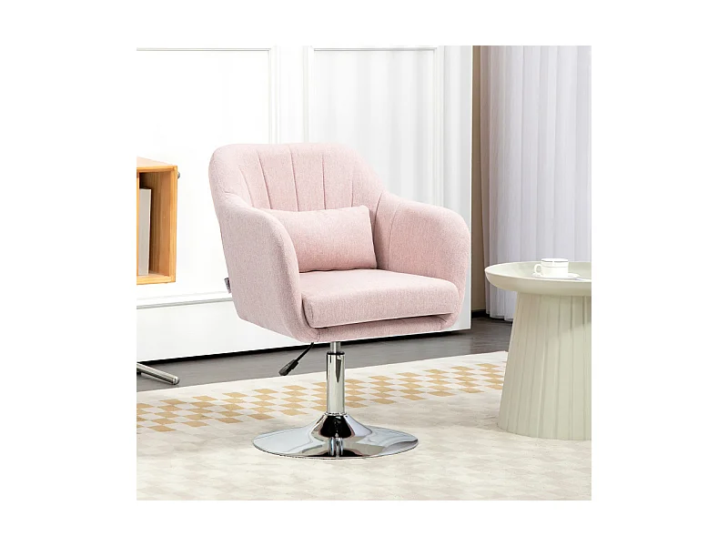 Fauteuil lounge design avec coussin ROSA lin rose