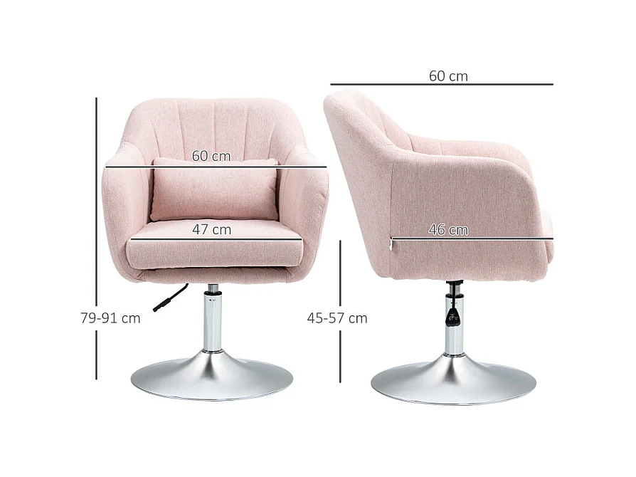 Fauteuil lounge design avec coussin ROSA lin rose