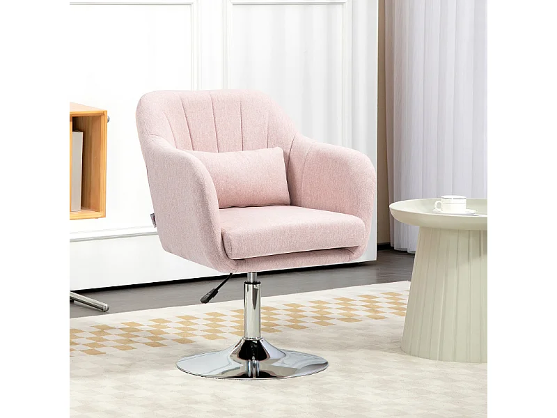 Fauteuil lounge design avec coussin ROSA lin rose