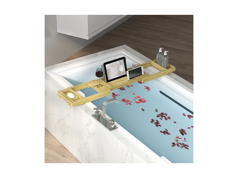 Plateau de baignoire extensible 75-109L cm ISABELLA bambou verni