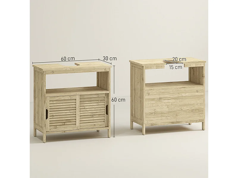 Meuble sous vasque style cosy naturel OREO bambou verni