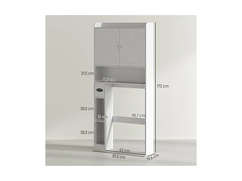 Meuble WC dessus toilettes 2 portes VINCENZO blanc