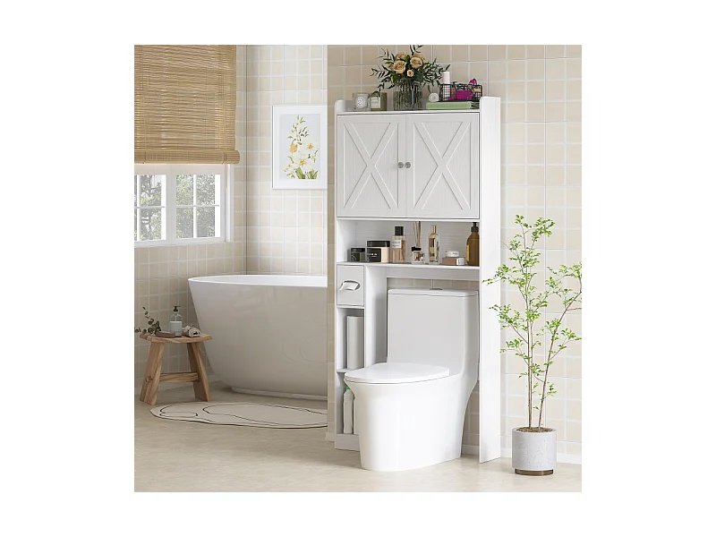 Meuble WC dessus toilettes 2 portes VINCENZO blanc
