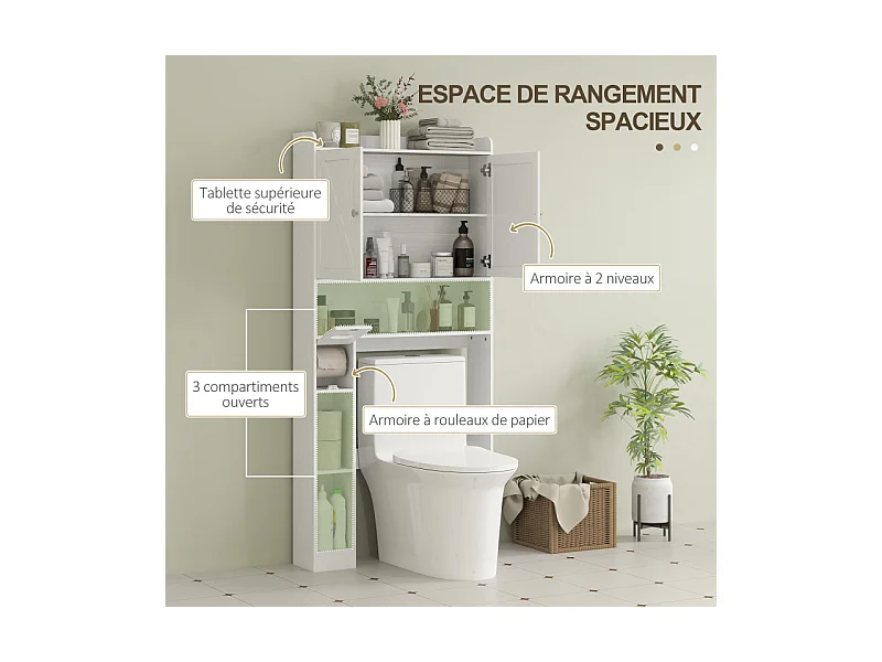 Meuble WC dessus toilettes 2 portes VINCENZO blanc