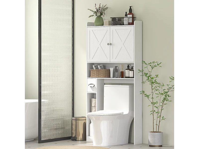 Meuble WC dessus toilettes 2 portes VINCENZO blanc