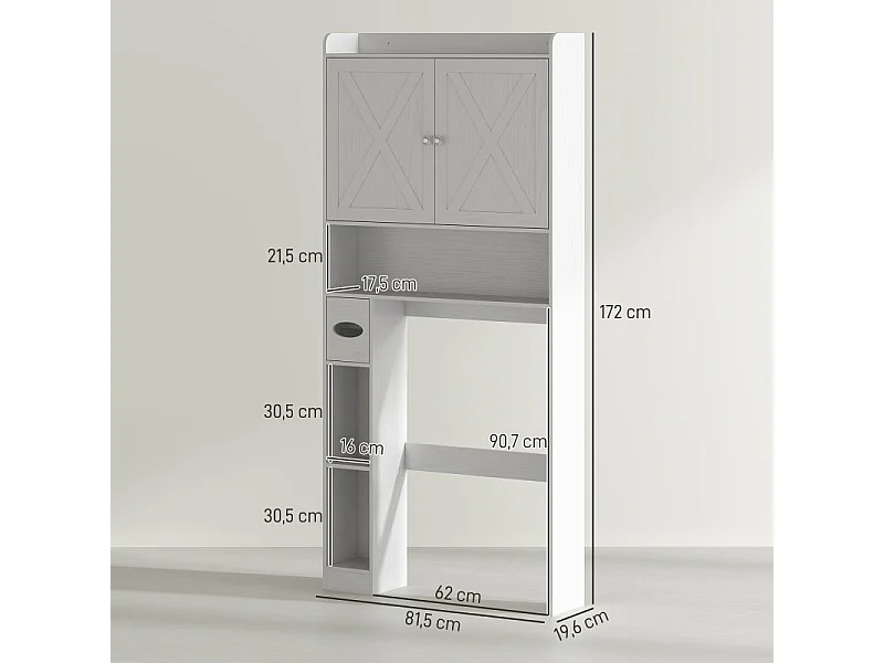 Meuble WC dessus toilettes 2 portes VINCENZO blanc