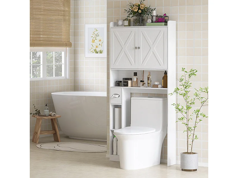 Meuble WC dessus toilettes 2 portes VINCENZO blanc