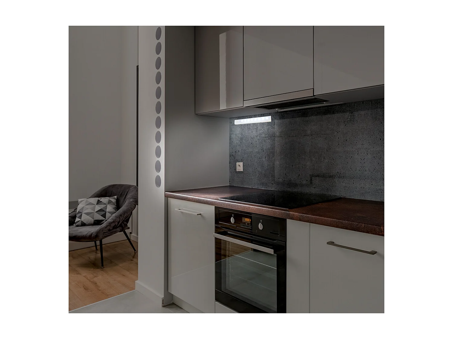 Detecteur Led X8 Mouvement Reglette 50 Lumens Blanc