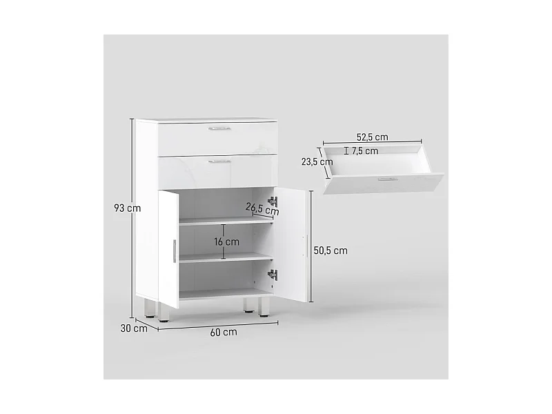 Meuble bas salle de bain RENATO blanc laqué