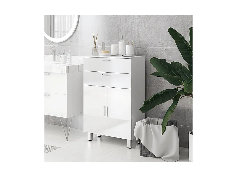 Meuble bas salle de bain RENATO blanc laqué