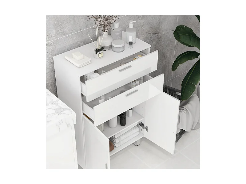 Meuble bas salle de bain RENATO blanc laqué