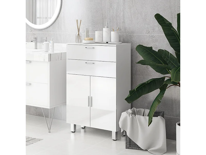 Meuble bas salle de bain RENATO blanc laqué