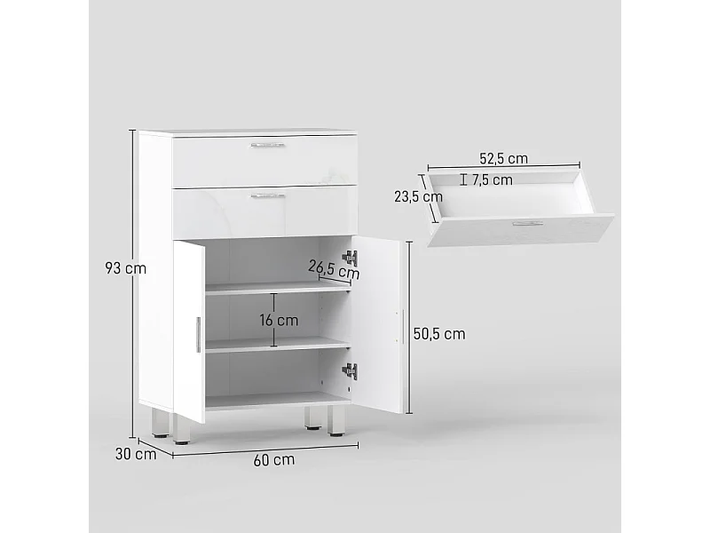 Meuble bas salle de bain RENATO blanc laqué