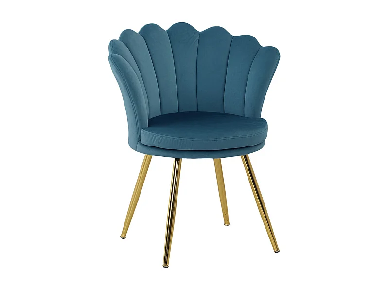 Chaise design coquillage GIULIETTA velours bleu