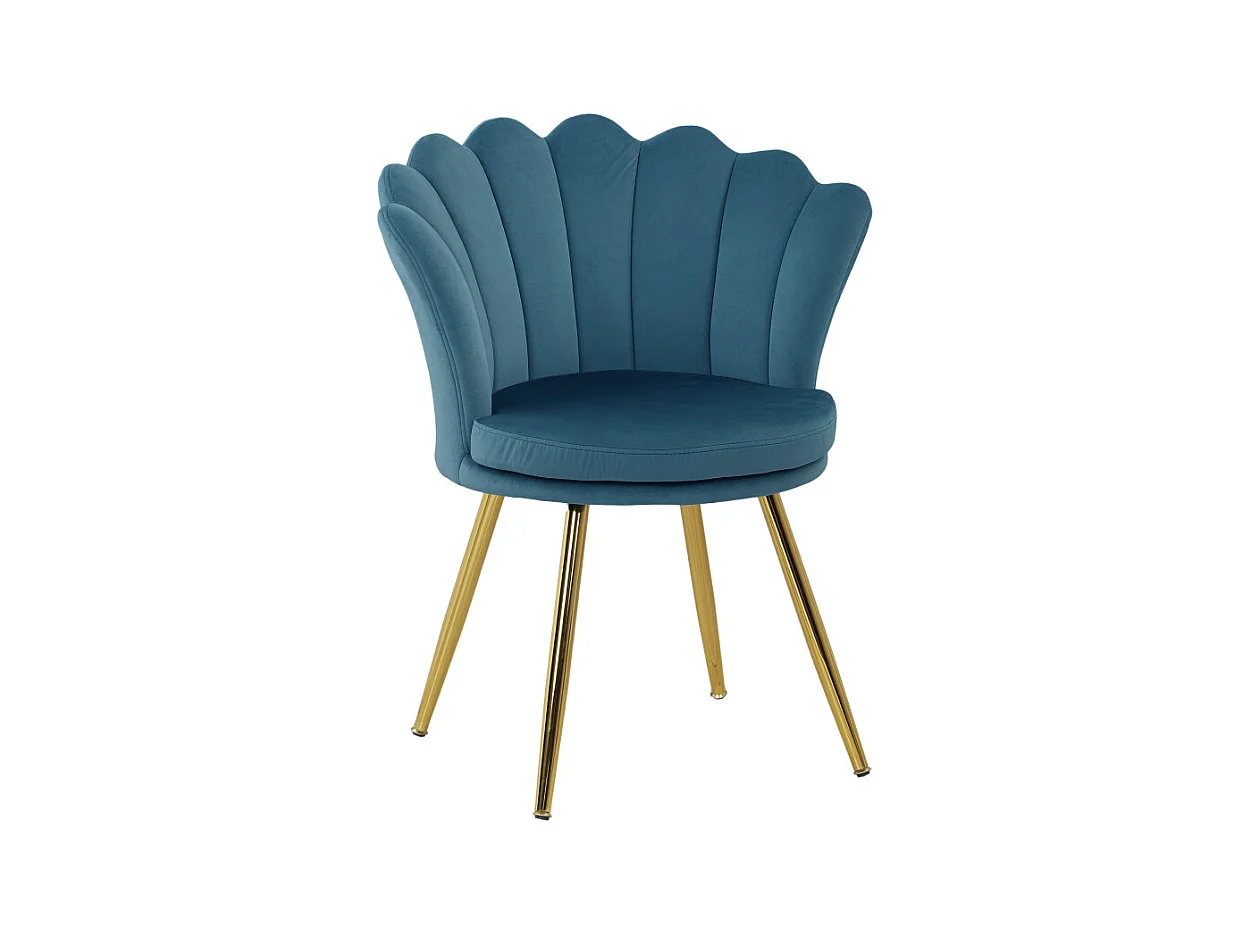 Chaise design coquillage GIULIETTA velours bleu