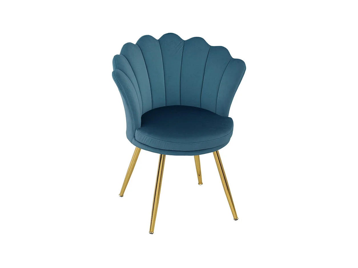 Chaise design coquillage GIULIETTA velours bleu