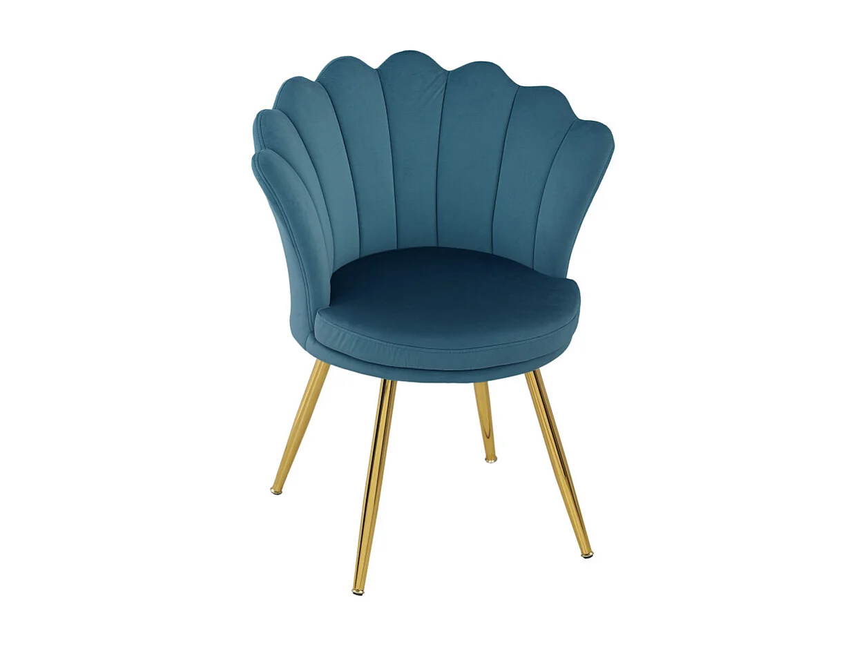 Chaise design coquillage GIULIETTA velours bleu