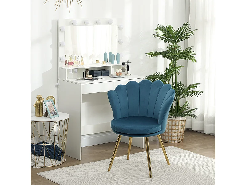 Chaise design coquillage GIULIETTA velours bleu