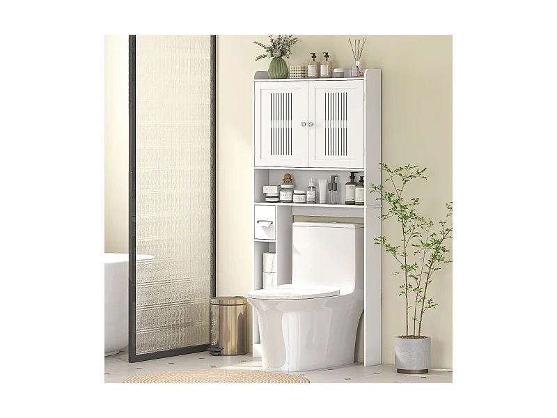 Meuble WC dessus de toilette LEANDRO blanc