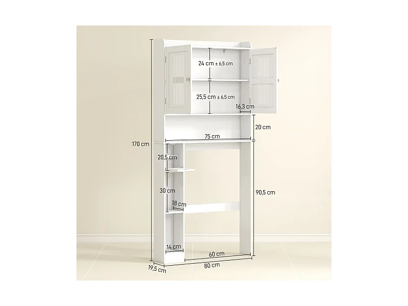 Meuble WC dessus de toilette LEANDRO blanc