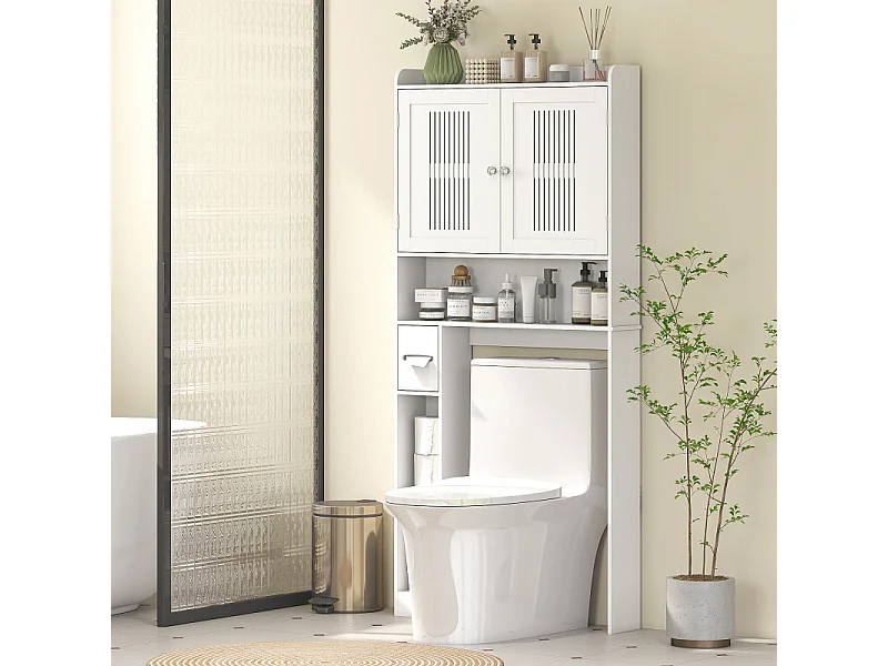 Meuble WC dessus de toilette LEANDRO blanc