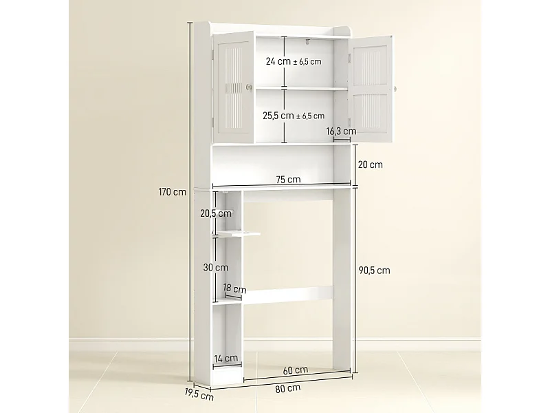 Meuble WC dessus de toilette LEANDRO blanc