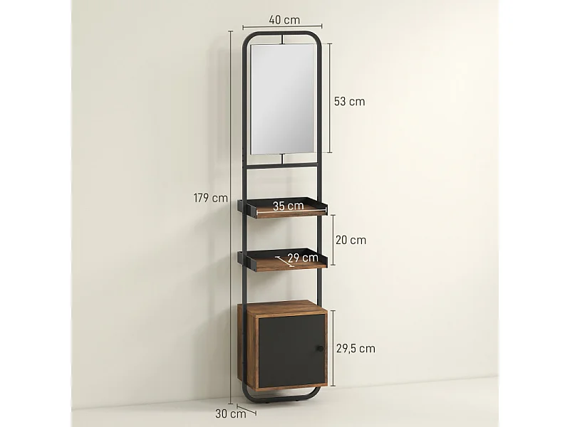 Étagère salle de bain design vintage SILVANO effet bois noir