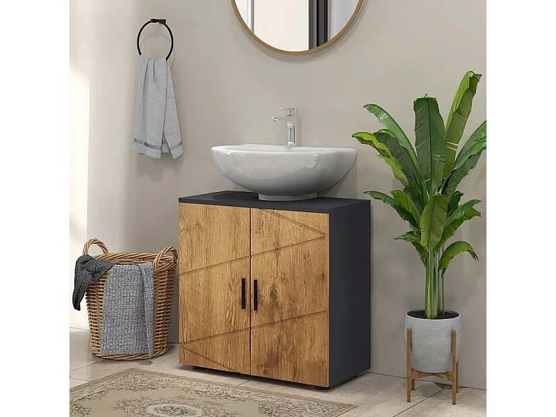 Meuble sous-vasque ADRIANA anthracite aspect bois