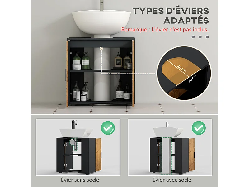 Meuble sous-vasque ADRIANA anthracite aspect bois