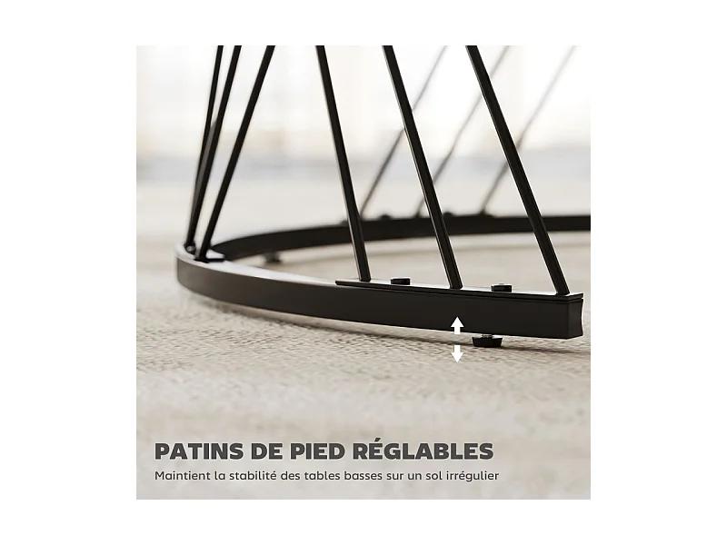 Lot de 2 tables basses gigognes rondes LYRA effet marbre gris