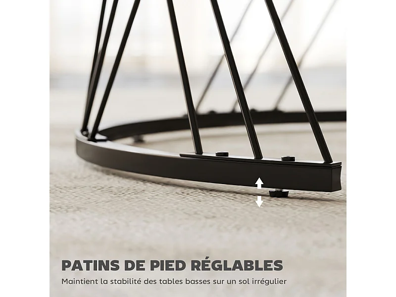 Lot de 2 tables basses gigognes rondes LYRA effet marbre gris