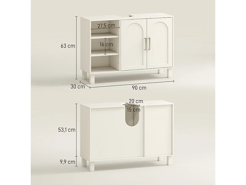 Meuble sous vasque ELYAS crème