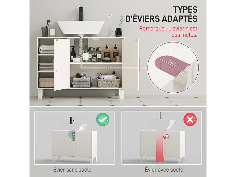 Meuble sous vasque ELYAS crème