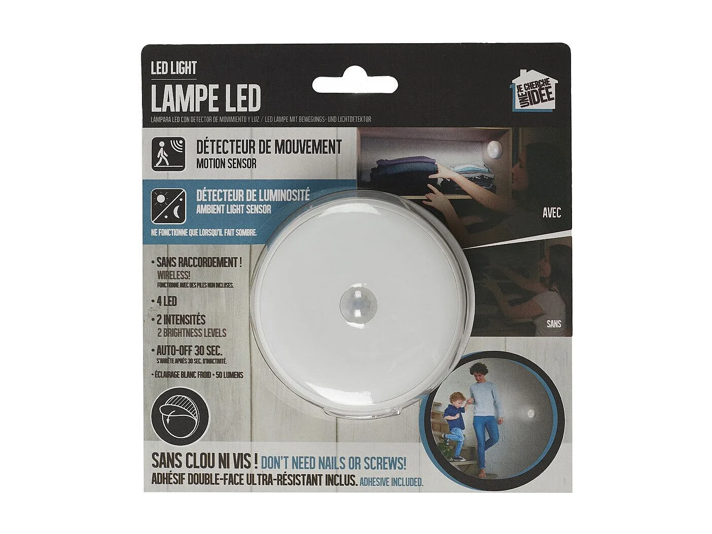 Detecteur Led X4 Mouvement 50 Lumens Blanc