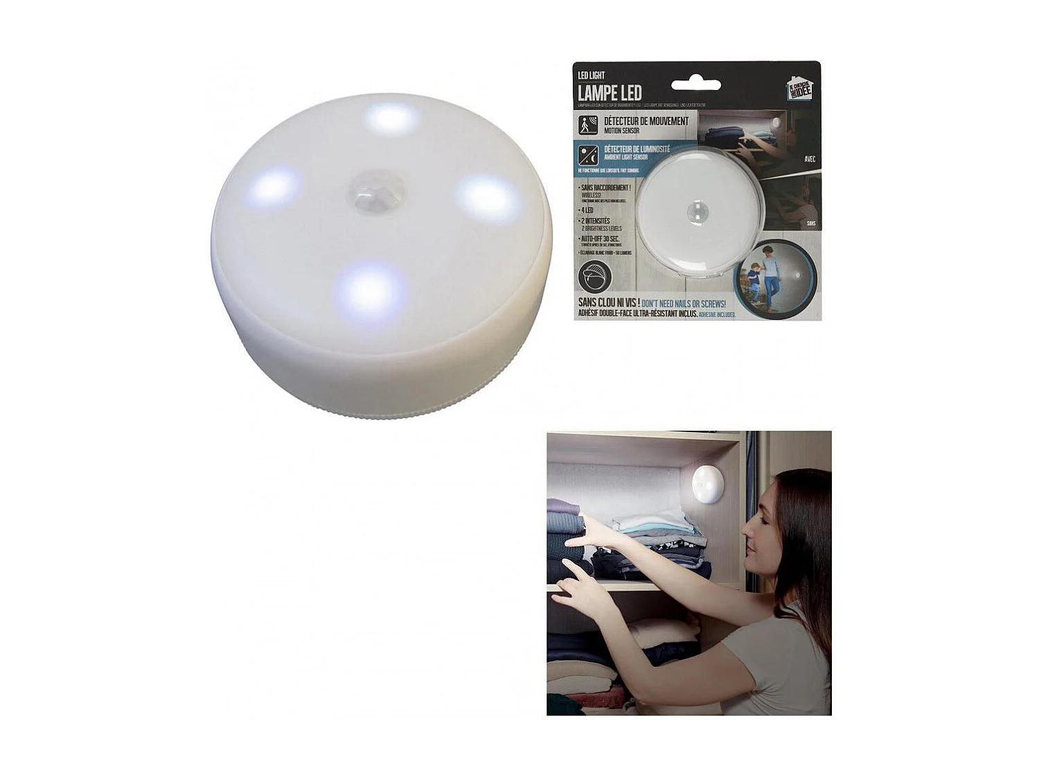 Detecteur Led X4 Mouvement 50 Lumens Blanc