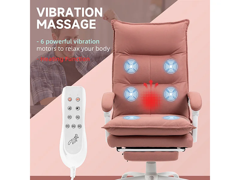 Fauteuil de bureau massant chauffant ADRIANA rose