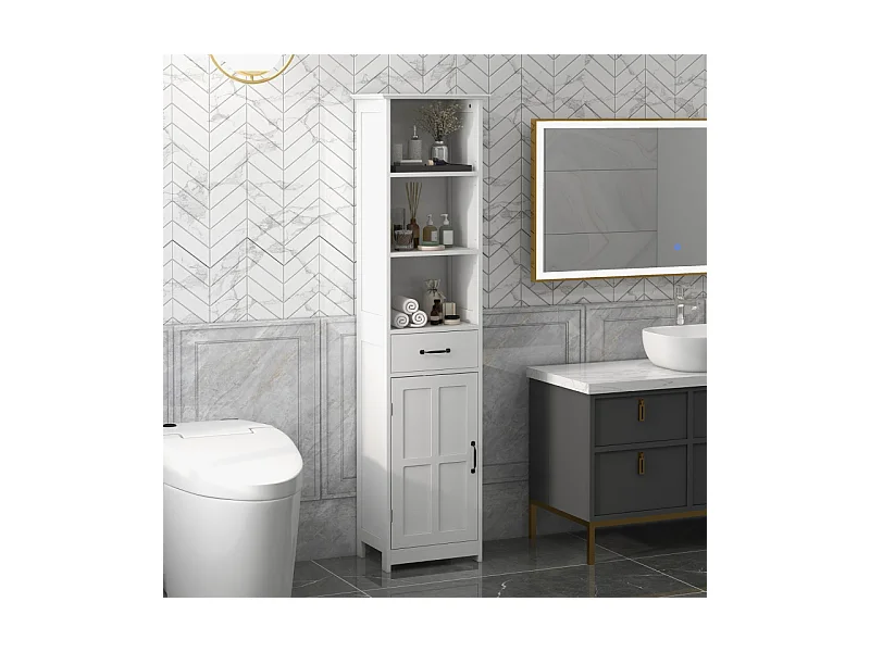 Armoire salle de bains haute AURENZO blanche