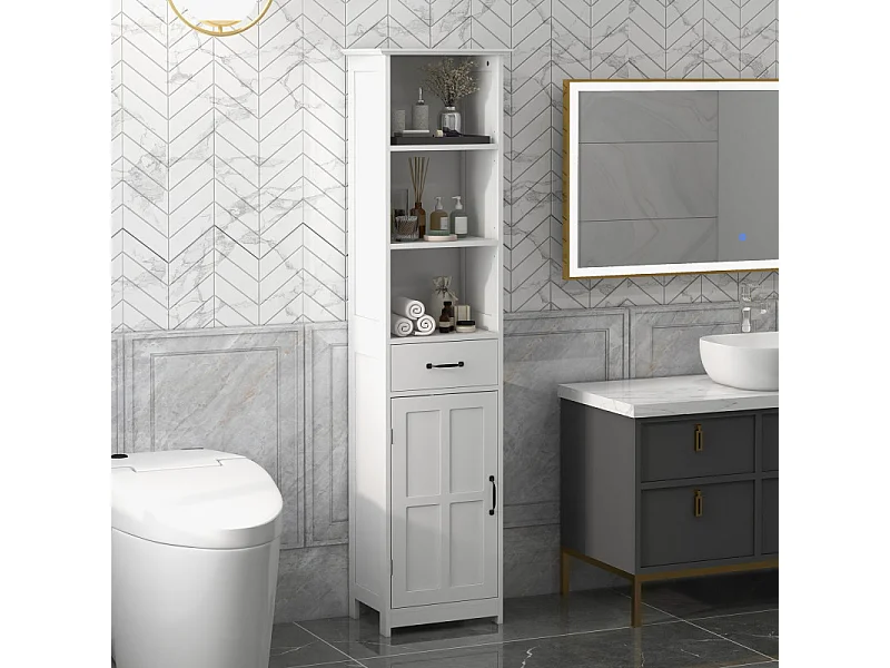 Armoire salle de bains haute AURENZO blanche